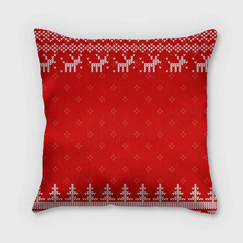 Подушка квадратная Новогодняя Софья: свитер с оленями / 3D-принт – фото 2