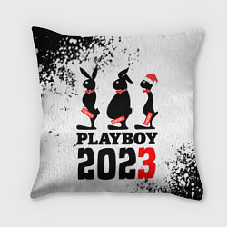 Подушка квадратная Новогодние пошлые кролики, цвет: 3D-принт