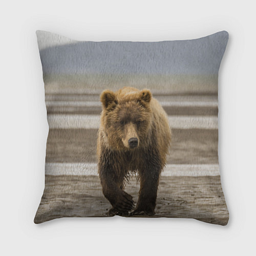 Подушка квадратная Медвежонок в аэропорту / 3D-принт – фото 2