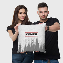 Подушка квадратная Семен - в красной рамке на светлом, цвет: 3D-принт — фото 2