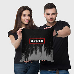 Подушка квадратная Алла - в красной рамке на темном, цвет: 3D-принт — фото 2