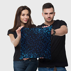 Подушка квадратная Неоновый синий блеск на черном фоне, цвет: 3D-принт — фото 2