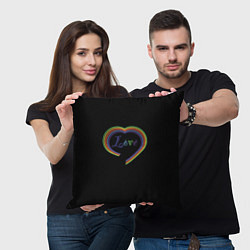 Подушка квадратная Разноцветное сердце, цвет: 3D-принт — фото 2