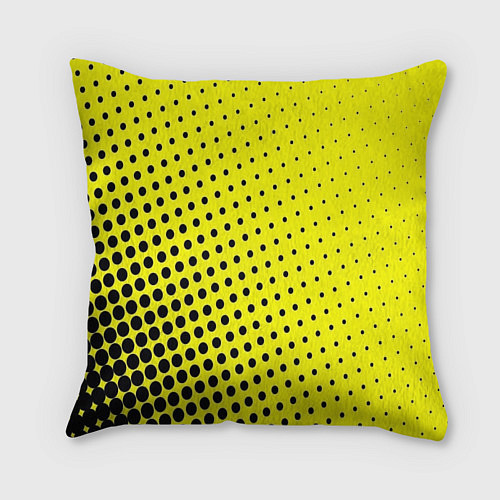 Подушка квадратная Енот на желтом фоне с черными пятнами / 3D-принт – фото 2