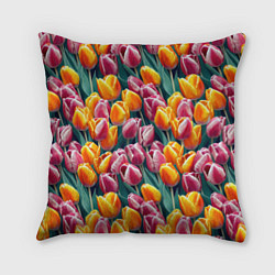 Подушка квадратная Роскошные тюльпаны, цвет: 3D-принт
