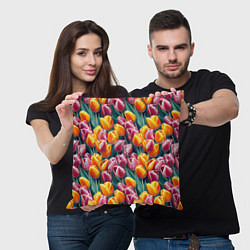 Подушка квадратная Роскошные тюльпаны, цвет: 3D-принт — фото 2