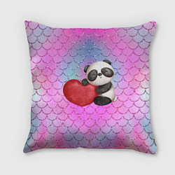 Подушка квадратная Милая панда с сердечком, цвет: 3D-принт