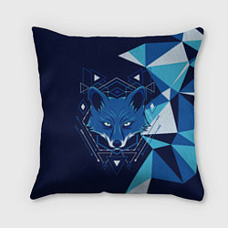 Подушка квадратная Голова синей лисы, цвет: 3D-принт