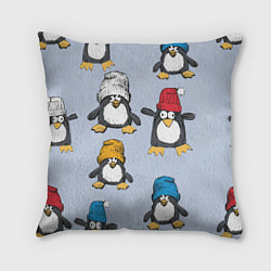 Подушка квадратная Смешные пингвины, цвет: 3D-принт