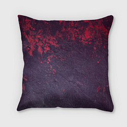Подушка квадратная Наскальная чёрная текстура с красными брызгами, цвет: 3D-принт