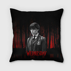 Подушка квадратная Wednesday темный фон, цвет: 3D-принт