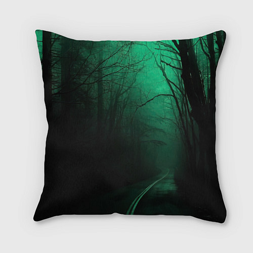 Подушка квадратная Уэнсдэй зеленый лес / 3D-принт – фото 2