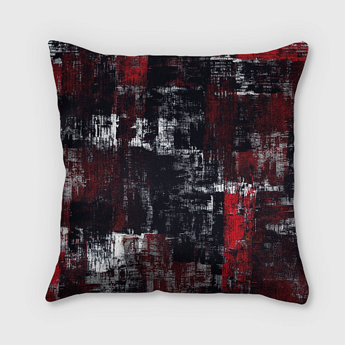 Подушка квадратная Абстракт красный на чёрном / 3D-принт – фото 2