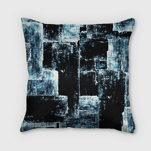 Подушка квадратная Голубой, чёрный и белый абстракт / 3D-принт – фото 2