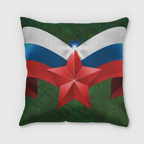 Подушка квадратная Звезда на фоне флага / 3D-принт – фото 2