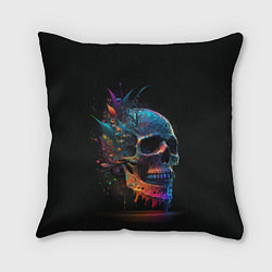 Подушка квадратная Красочный череп с цветами, цвет: 3D-принт
