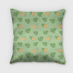 Подушка квадратная Узор из цветков и листьев арбуза, цвет: 3D-принт