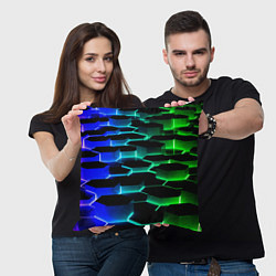 Подушка квадратная Неоновый разлом световых плит, цвет: 3D-принт — фото 2