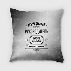 Подушка квадратная Лучший руководитель - 100% профи на светлом фоне, цвет: 3D-принт