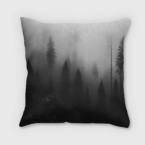 Подушка квадратная Красивый туманный лес / 3D-принт – фото 2