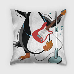 Подушка квадратная Пингвин- гитарист