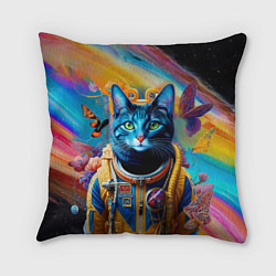 Подушка квадратная Кот в космическом скафандре - нейросеть, цвет: 3D-принт
