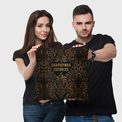 Подушка квадратная Екатерина великая - узор, цвет: 3D-принт — фото 2