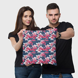 Подушка квадратная Паттерн сакура, цвет: 3D-принт — фото 2