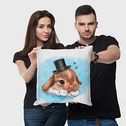 Подушка квадратная Милый кролик в шляпке, цвет: 3D-принт — фото 2