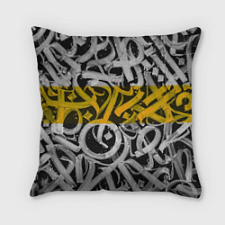 Подушка квадратная Yellow Callicraphic, цвет: 3D-принт