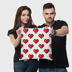 Подушка квадратная Сердца в стиле пиксель-арт, цвет: 3D-принт — фото 2