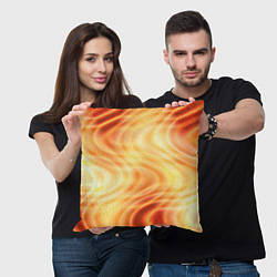 Подушка квадратная Абстрактные оранжево-жёлтые солнечные волны, цвет: 3D-принт — фото 2