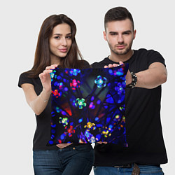 Подушка квадратная Цветочки фонарики, цвет: 3D-принт — фото 2