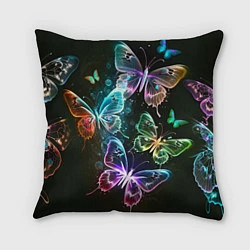 Подушка квадратная Неоновые дикие бабочки, цвет: 3D-принт