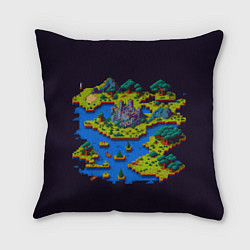 Подушка квадратная Пиксельный остров и замок, цвет: 3D-принт