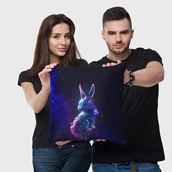 Подушка квадратная Космический звёздный кролик, цвет: 3D-принт — фото 2