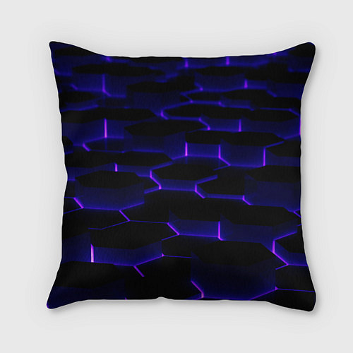 Подушка квадратная Космическая неоновая плитка / 3D-принт – фото 2