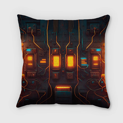 Подушка квадратная Паттерн в стиле киберпанк / 3D-принт – фото 2