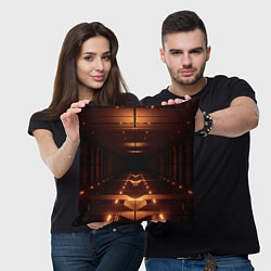 Подушка квадратная Оранжевые фонари в полной темноте, цвет: 3D-принт — фото 2