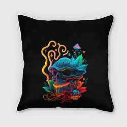 Подушка квадратная Neon mushroom-skull, цвет: 3D-принт