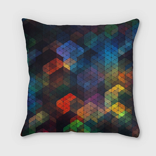 Подушка квадратная Стеклянная мозаика цветная / 3D-принт – фото 2