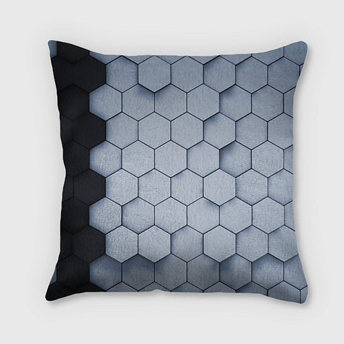 Подушка квадратная Соты с черной полосой / 3D-принт – фото 2