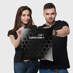 Подушка квадратная Counter Strike 2 glitch на темном фоне: символ све, цвет: 3D-принт — фото 2