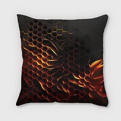 Подушка квадратная Объемные огненные плиты, цвет: 3D-принт