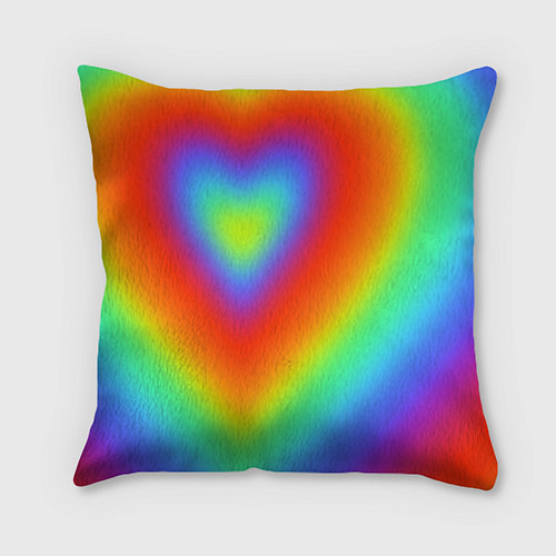 Подушка квадратная Сердце - радужный градиент / 3D-принт – фото 2