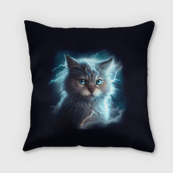 Подушка квадратная Котик с молниями, цвет: 3D-принт
