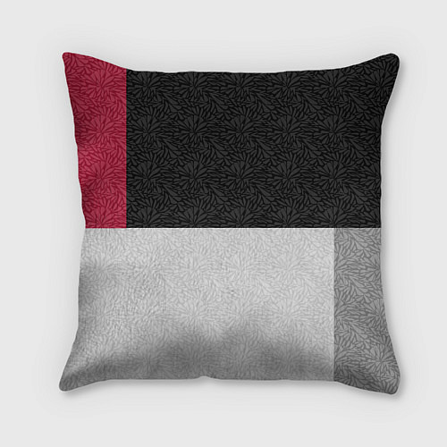 Подушка квадратная Комбинированный серо красный узор с надписью Росси / 3D-принт – фото 2