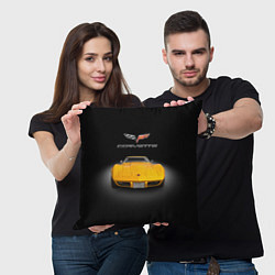 Подушка квадратная Американский маслкар Chevrolet Corvette Stingray, цвет: 3D-принт — фото 2