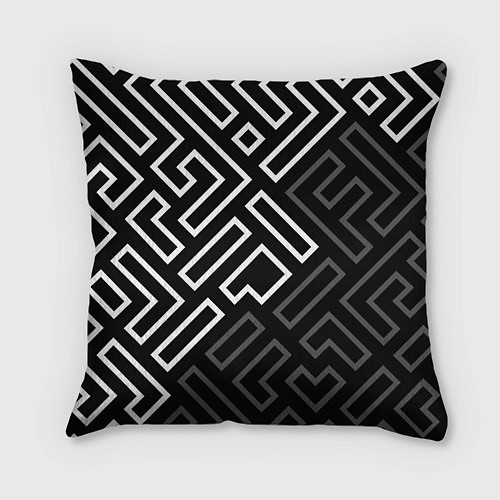 Подушка квадратная Черно белый лабиринт / 3D-принт – фото 2