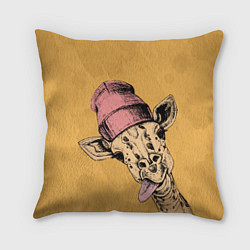 Подушка квадратная Жираф дразнит, цвет: 3D-принт